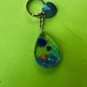 Aquatic-Themed Keychain with Fish and Jellyfish Design